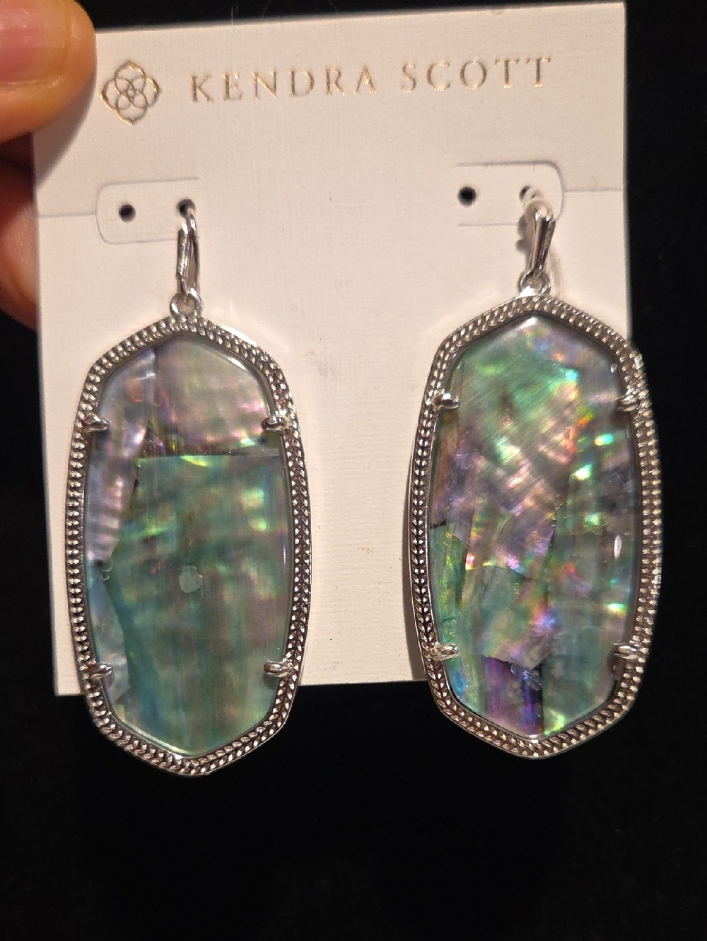 Kendra Scott Iridescent Abalone Teardrop Earrings in Multi-Green and Purple